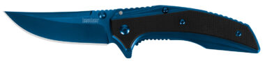 Kershaw 8320 Outright 3" Folding Trailing Point Plain Blue PVD 8Cr13MoV SS Blade Black/Blue G10/SS Handle Includes Pocket Clip