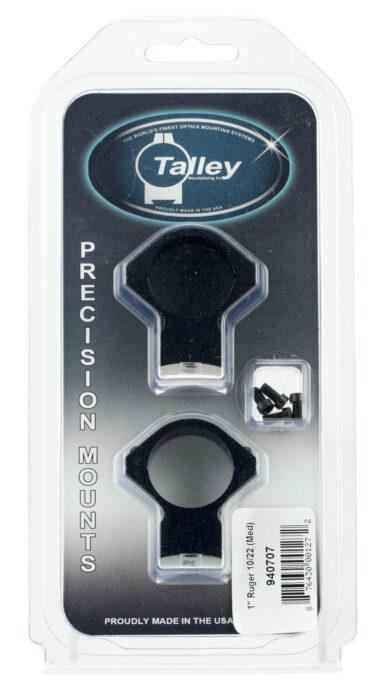 Talley 940707 Scope Mount/Ring Combo Black Anodized 1" Tube Ruger 10/22 Medium Rings