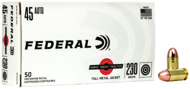 Federal RTP45230 Range & Target  45ACP 230gr Full Metal Jacket 50 Per Box/20 Case