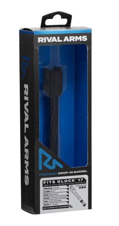 Rival Arms RA20G102A Precision 9mm Luger Compatible w/Glock 17 Gen3-4, 4.49" Fluted Threaded Black PVD Stainless Steel