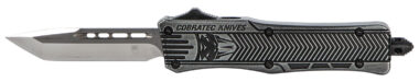 CobraTec Knives SSWCTK1STNS CTK-1 Small 2.75" OTF Tanto Plain D2 Steel Blade/Black Stonewashed Aluminum Handle Features Glass Breaker Includes Pocket Clip