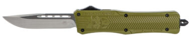 CobraTec Knives MODCTK1MDNS CTK-1  Medium 3" OTF Drop Point Plain D2 Steel Blade/OD Green Aluminum Handle Features Glass Breaker Includes Pocket Clip