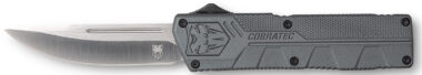 CobraTec Knives GYCTLWDNS Lightweight  3.25" OTF Drop Point Plain D2 Steel Blade/Gray Aluminum Handle Includes Pocket Clip