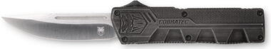 CobraTec Knives SWCTLWDNS Lightweight  3.25" OTF Drop Point Plain D2 Steel Blade/Stonewashed Aluminum Handle Includes Pocket Clip