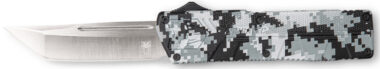 CobraTec Knives WDCCTLETNS Lightweight  3.25" OTF Tanto Plain D2 Steel Blade/Winter Digi Camo Aluminum Handle Includes Pocket Clip