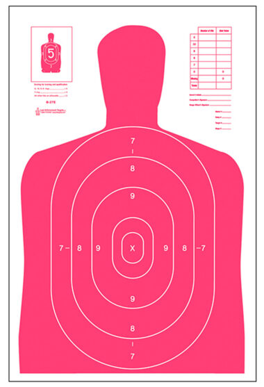 Action Target B27ERD100 Qualification High Visibility Fluorescent Silhouette Paper 23" x 35" Red/White 100 Per Box