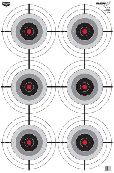 Birchwood Casey 37038 EZE-Scorer  6-Bullseye Paper Target 23" x 35" 100 Per Pack