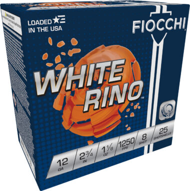 Fiocchi 12WRNO8 Exacta Target White Rino Target 12Gauge 2.75" 1 1/8oz 8Shot 25 Per Box/10 Case