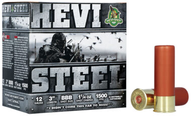 HEVI-Shot HS60888 HEVI-Steel 12Gauge 3" 1 1/4oz BBBShot 25 Per Box/10 Case