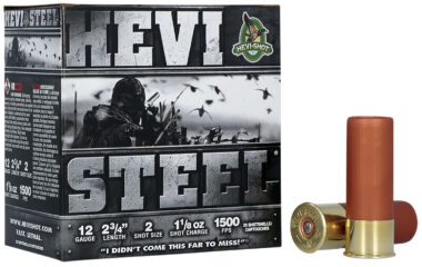 HEVI-Shot HS61222 HEVI-Steel 12Gauge 2.75" 1 1/8oz 2Shot 25 Per Box/10 Case