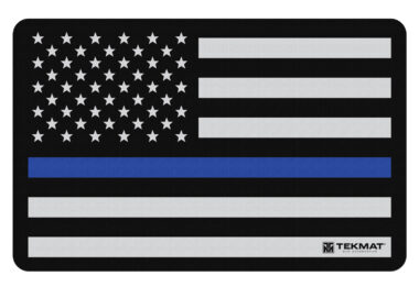 TekMat TEKR17POLICE Police Support Cleaning Mat Black/White/Blue Rubber 11"x17" Blue Line Flag