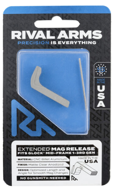 Rival Arms RA72G001D Magazine Release Compatible w/Glock Gen3 (Except 21SF) Extended, Silver Aluminum