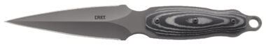 CRKT 2075 Shrill  4.77" Fixed Plain Dual-Edge Gray TiN 8Cr13MoV SS Blade/ Black/Gray SS w/Resin Fiber Overlay Handle Includes Sheath