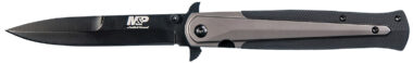 Smith & Wesson Knives 1085899 M&P Tactical Stiletto 4" Folding Spear Point Plain Stainless Steel Blade FRN Black/FDE Includes Pocket Clip