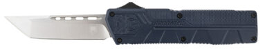 CobraTec Knives NYCTLWTNS Lightweight  3.25" OTF Tanto Plain D2 Steel Blade/NYPD Blue Aluminum Handle Includes Pocket Clip