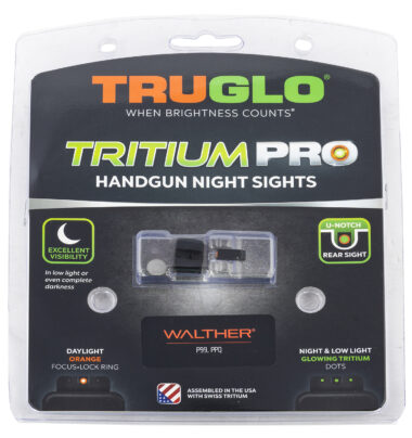 TruGlo TGTG231W1C Tritium Pro Black | Green Tritium Orange Outline Front Sight Green Tritium Rear Sight