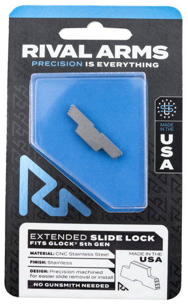Rival Arms RARA80G002D Slide Lock Extended Polished Stainless for Glock 34/17/19 Gen5