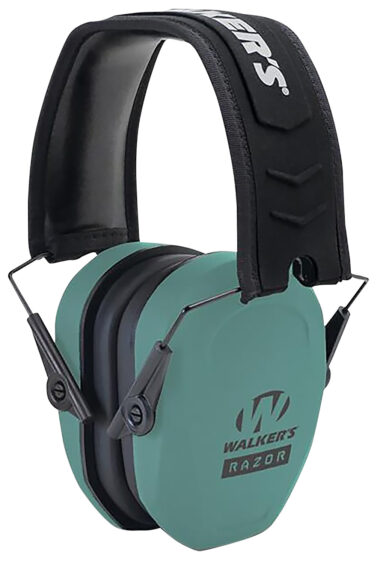 Walker's GWPRSMPASTL Razor Slim Passive Muff 27 dB Over the Head Teal/Black Polymer