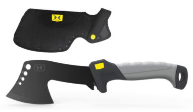 Hawk HWKHATCH Hatchet 2.50" Stainless Steel Axe Style Blade w/Black TiNi Finish, Black/Gray GRN w/Rubber Overlay Handle, 9.46" Long