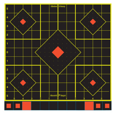 Birchwood Casey 34211 Shoot-N-C Sight-In Self-Adhesive Paper Black/Yellow/Red 12" 5-Diamond 100 Pack