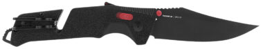 S.O.G SOG11120141 Trident AT 3.70" Folding Clip Point Plain Black TiNi Cryo D2 Steel Blade/Black w/Red Accents GRN Handle Features Line Cutter/Glass Breaker