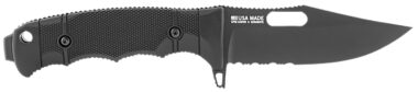 S.O.G SOG17210157 Seal FX 4.30" Fixed Clip Point Part Serrated Black Cerakote CPM S35VN SS Blade/Black GRN/SS Handle Includes Sheath