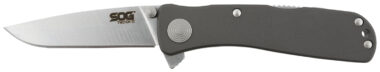 S.O.G SOGTWI8CP Twitch II 2.65" Folding Drop Point Plain Satin AUS-8A SS Blade Gray Anodized Aluminum Handle Includes Belt Clip