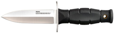 Cold Steel CS39LSAC Leatherneck Double Edge Mini 3.50" Fixed Plain 8Cr13MoV SS Blade/3.25" Black Deep Checkered w/Double Quillon Guard Kray-Ex Handle Includes Sheath