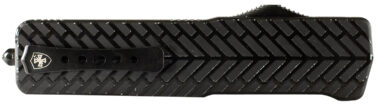 Templar Knife LAHBG52 Premium LW  Large 3.55" OTF Tanto Part Serrated Black Oxide Stonewashed D2 Steel Blade, 5.25" Black Herringbone Aluminum Handle