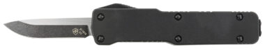 Templar Knife CABR321 Premium LW  Micro 1.85" OTF Drop Point Plain Black Oxide Stonewashed D2 Steel Blade, 3.50" Black Aluminum Handle, California Legal