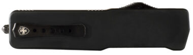 Templar Knife SZBR321 Premium Weighted Small 3" OTF Drop Point Plain Black Oxide Stonewashed D2 Steel Blade, 4.50" Black Aluminum/Rubber Handle