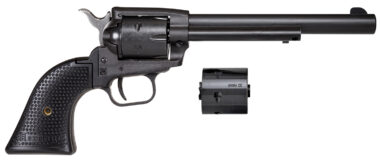 Heritage Mfg SRR22MBS6PG Rough Rider  22 LR/22 WMR 6 Shot/ 6.50" Black Satin Steel Barrel, Frame & Cylinder, Black Polymer Grip, Hammer/Thumb Safety, Exposed Hammer