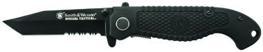 Smith & Wesson Knives CKTACBSCP Special Tactical  3.50" Folding Part Serrated Stainless Steel Blade 4.60" Black