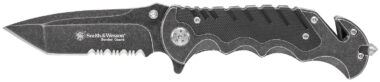 Smith & Wesson Knives SWBG10SCP Border Guard  3.50" Folding Part Serrated Stainless Steel Blade 4.80" Aluminum/G10 Handle Includes Pocket Clip