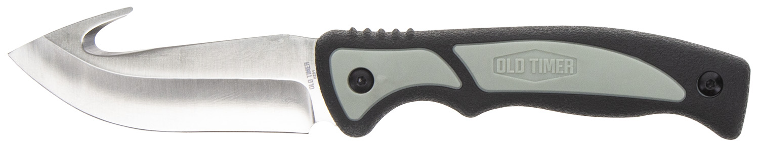 Old Timer 1137138 Trail Boss 3.70" Fixed Gut Hook Plain Stainless Steel Blade, TPE Handle Includes Sheath