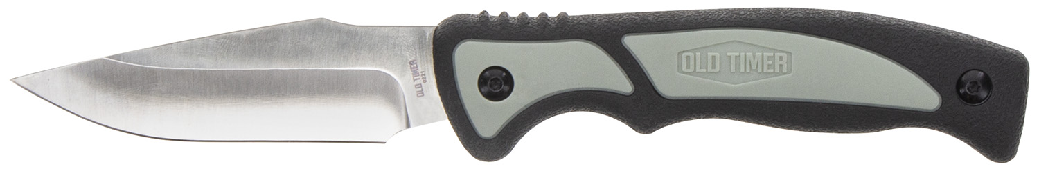 Old Timer 1137140 Trail Boss 3.70" Fixed Caper Plain Stainless Steel Blade 5.25" TPE Handle Includes Sheath