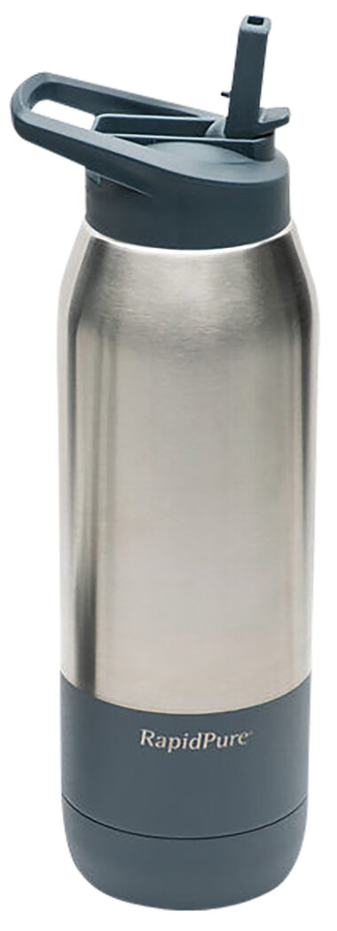 RapidPure 01600124 Purifier + Insulated Steel Bottle Compatible With Most 2.5" Water Bottles, Stainless Steel, 3.5" x 3.5" x 11.1", Includes Ultralight Straw