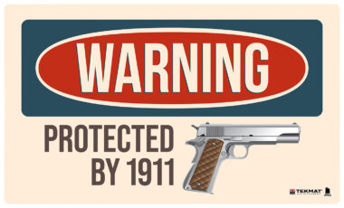 TekMat TEK42WARNING1911 Warning Protected By 1911 Door Mat Multi-Color Rubber 25"x42"