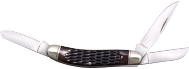Cold Steel CSFLGSTKMJ Gentleman's Stockman 2"/2.10"/2.50" Folding Clip/Sheepsfoot/Spey Plain 8Cr13MoV SS Blade/Brown Jigged w/Polished Bolsters Bone Handle
