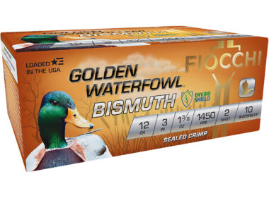 Fiocchi 123GB2 Golden Waterfowl Bismuth 12Gauge 3" 1 3/8oz 2Shot 10 Per Box/10 Case