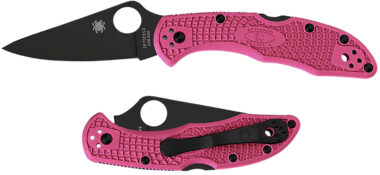 Spyderco C11FPPNS30VBK Delica 4 Lightweight 2.90" Folding Plain Black TiCN CPM S30V SS Blade/Pink Textured w/Black Accents FRN Handle Includes Pocket Clip