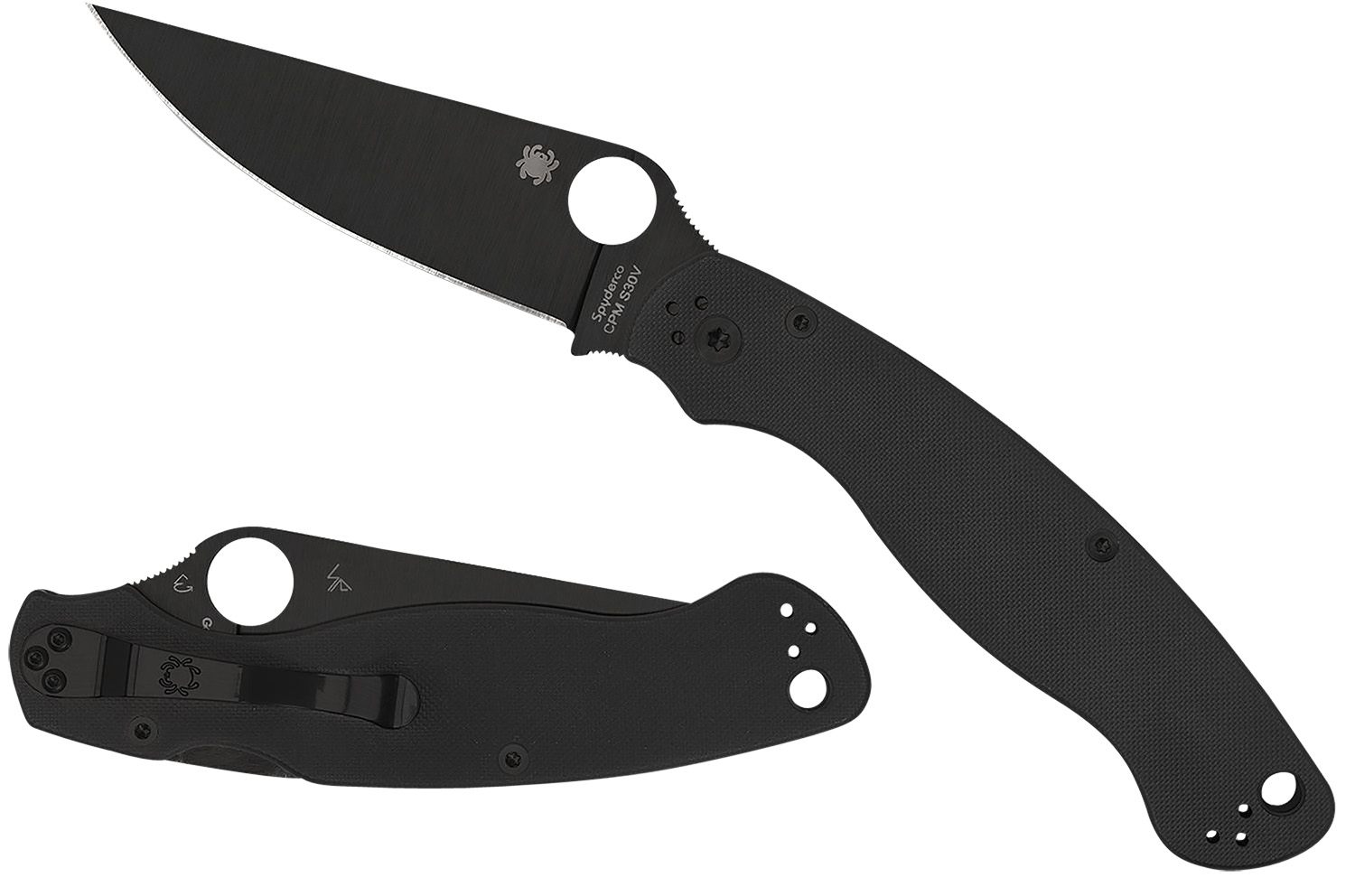Spyderco C36GPBK2 Military 2 4" Folding Plain Black DLC CPM S30V SS Blade/ Black Textured G10 Handle Includes Pocket Clip