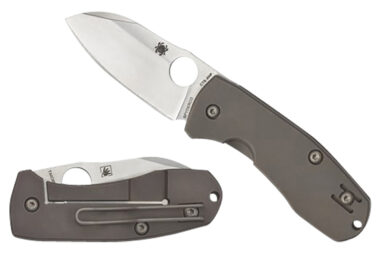 Spyderco C158TIP2 Techno 2  2.52" Folding Sheepsfoot Plain CTS XHP Steel Blade/Matte Stonewashed Titanium Handle Includes Pocket Clip