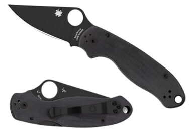 Spyderco C223GPBK Para 3  2.95" Folding Clip Point Plain Black DLC CPM S45VN SS Blade/Black G10 Handle Includes Pocket Clip