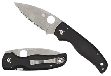 Spyderco C229GP Shaman 3.58" Folding Plain Stonewashed CPM S30V SS Blade/Black Textured G10 Handle Includes Pocket Clip