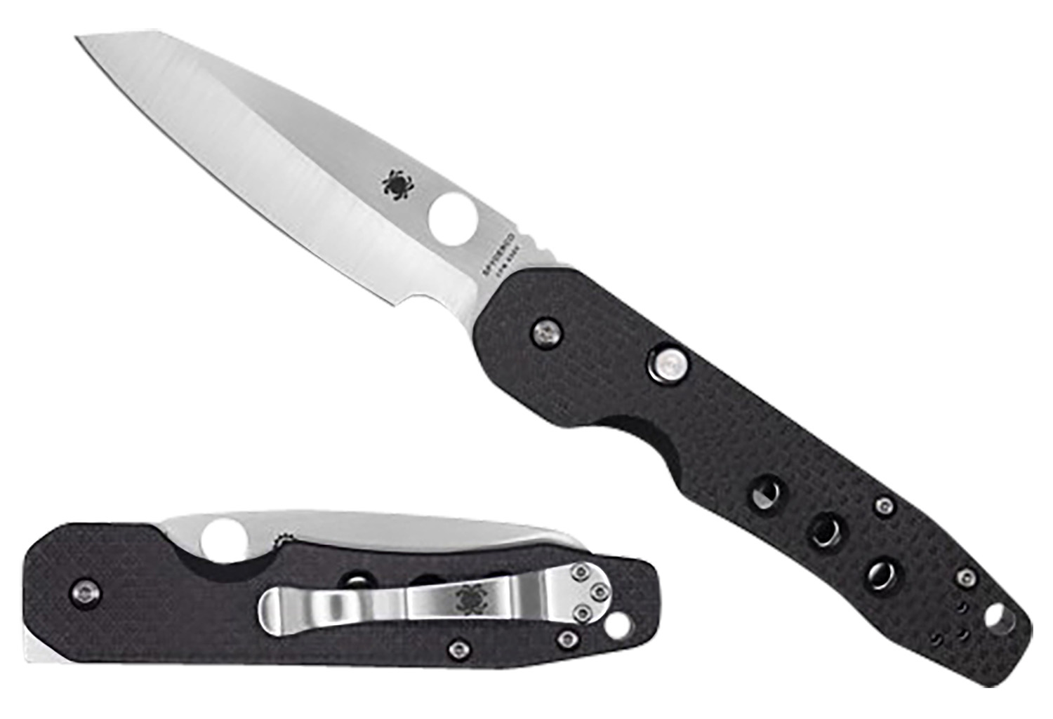 Spyderco C240CFP Smock 3.39" Folding Plain Stonewashed CPM S30V SS Blade/Black Textured Carbon Fiber/G10 Handle
