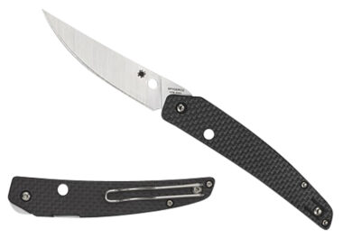 Spyderco C242CFP Ikuchi  3.26" Folding Plain CPM S30V SS Blade/Black Textured Carbon Fiber/G10 Handle Includes Pocket Clip