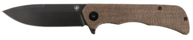 Templar Knife PFMBN321 Paladin  3.27" Folding Drop Point Plain Black Powder Coated D2 Steel Blade, 4.40" Brown Micarta Handle