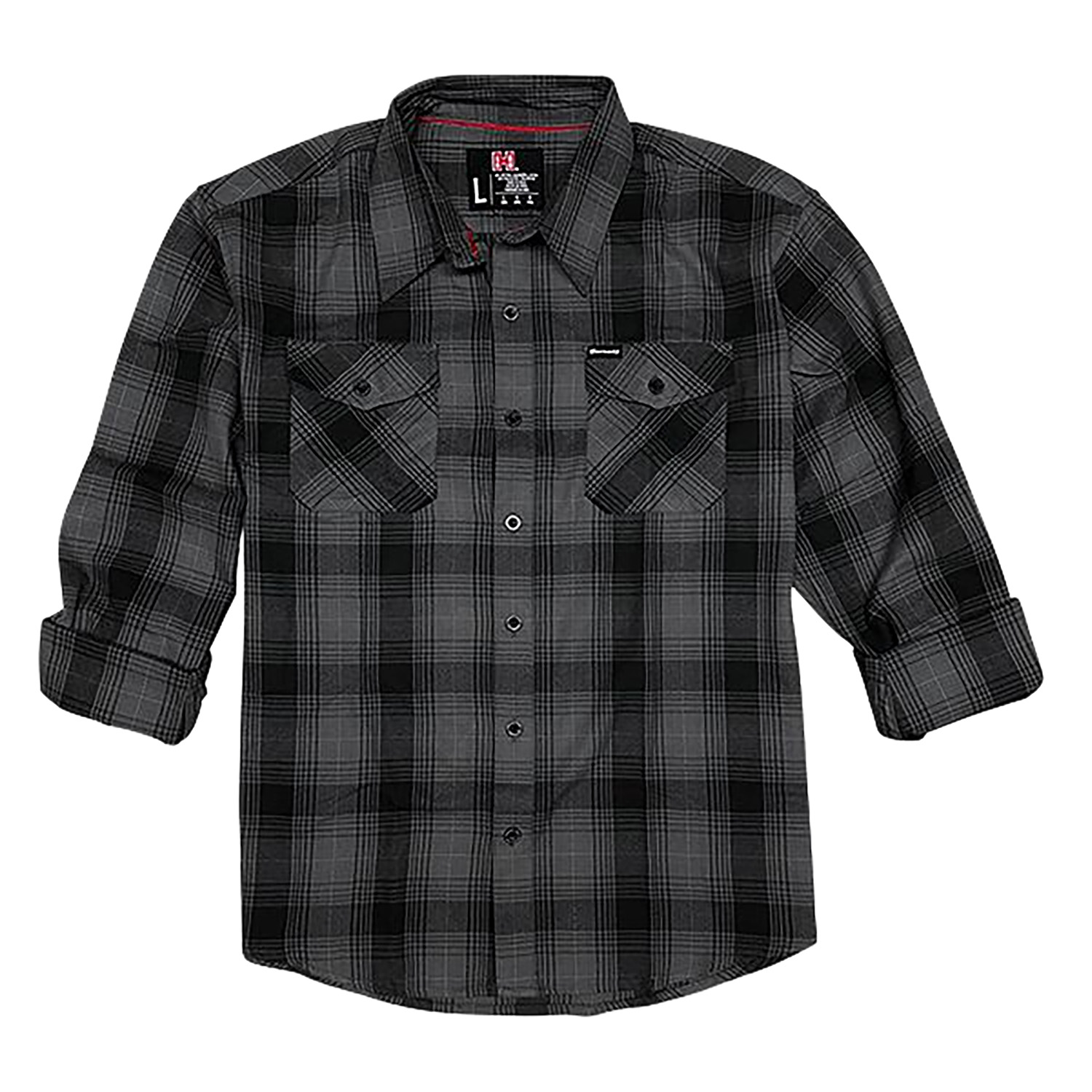 Hornady Gear 32224 Flannel Shirt XL Gray/Black, Cotton/Polyester, Relaxed Fit Button Up