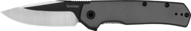 Kershaw 1411 Thermal EDC 2.95" Folding Drop Point Plain Black Oxide w/Satin Grinds 8Cr13MoV SS Blade, Gray PVD Stainless Steel Handle, Includes Pocket Clip